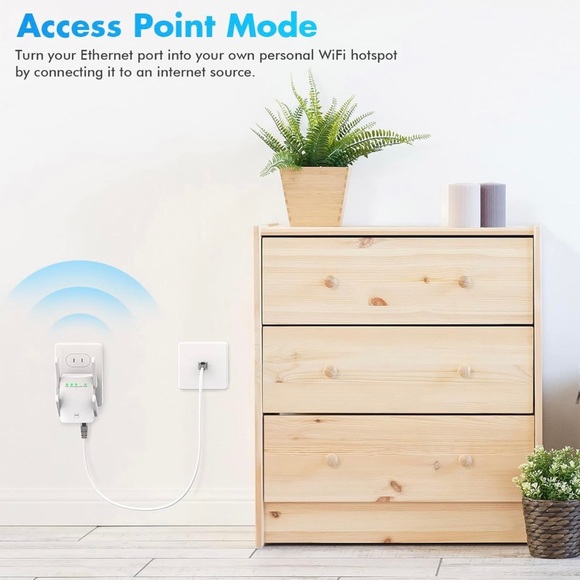 WiFi Extender Signal Booster w/ Ethernet Port & Access Point 1-Tap Setup 2.4GHz - Picture 6 of 10